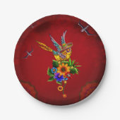 Grappige suiker schedel vogel papieren bordje (Voorkant)