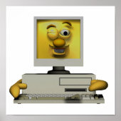 grappige sullige knipogende computer poster (Voorkant)