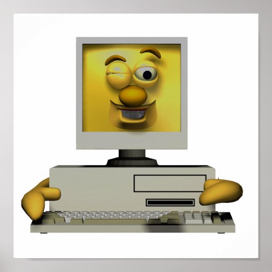 grappige sullige knipogende computer poster (Voorkant)