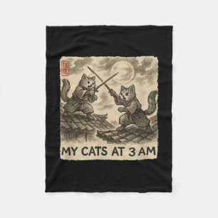 Grappige Sumi-e Kawaii inkt schilderen Japanse mij Fleece Deken