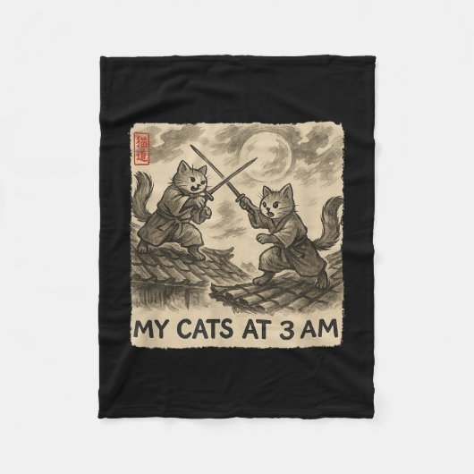 Grappige Sumi-e Kawaii inkt schilderen Japanse mij Fleece Deken (Voorkant)