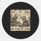 Grappige Sumi-e Kawaii inkt schilderen Japanse mij Ronde Sticker (Voorkant)