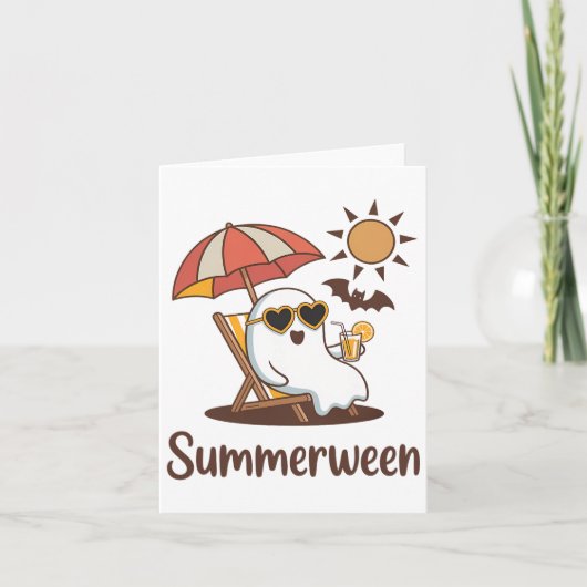 Grappige Summerween Lieve Griezelige Zomer Geest H Kaart (Voorkant)
