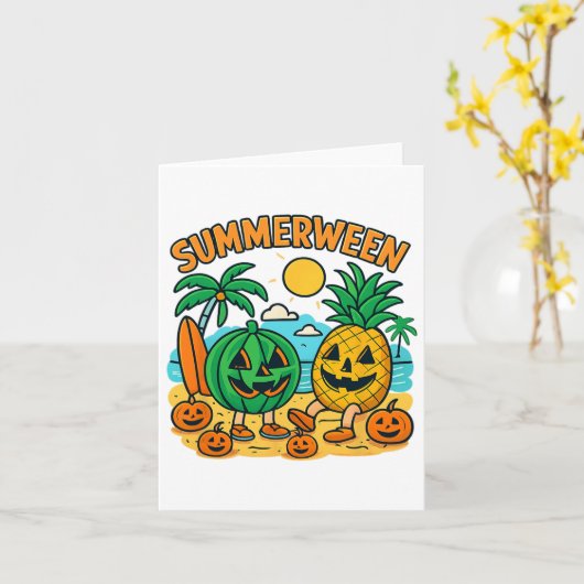 Grappige Summerween Malle Watermeloen En Ananas Be Kaart (Gele Bloem)