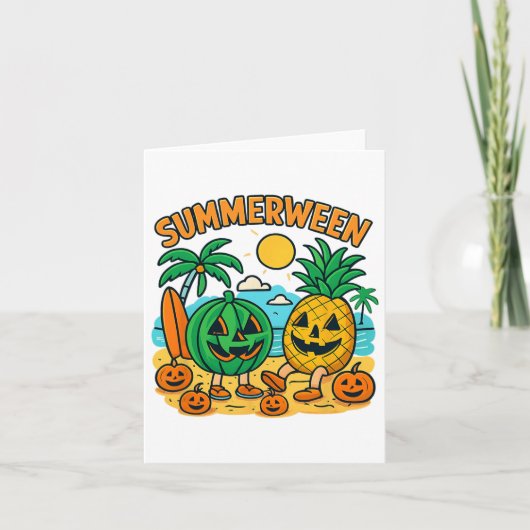 Grappige Summerween Mop Water Meloen En Ananas Bea Kaart (Voorkant)