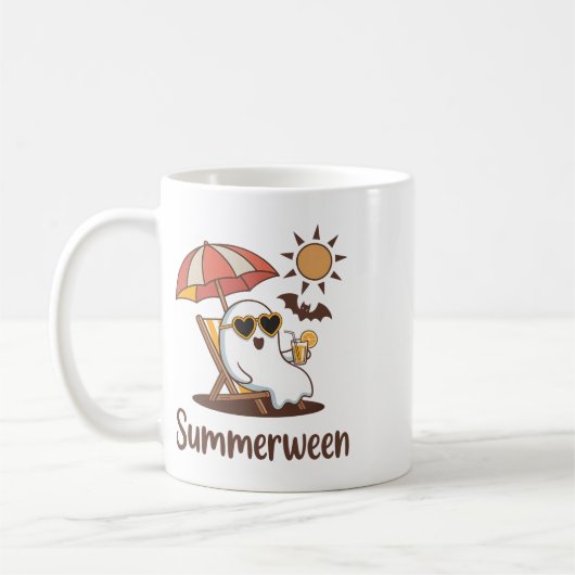 Grappige Summerween Schattigee Spooky Summer Ghost Koffiemok (Links)