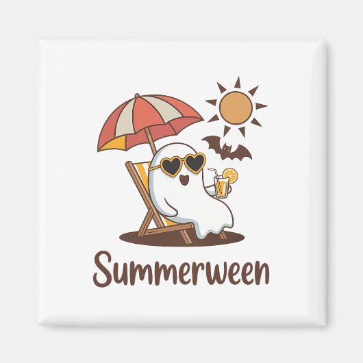 Grappige Summerween Schattigee Spooky Summer Ghost Magneet (Voorkant)