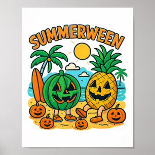 Grappige Summerween Schattigee watermeloen en anan Poster