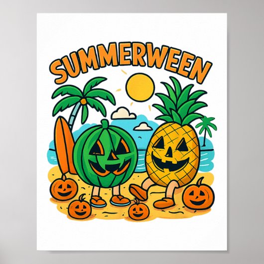 Grappige Summerween Schattigee watermeloen en anan Poster (Voorkant)