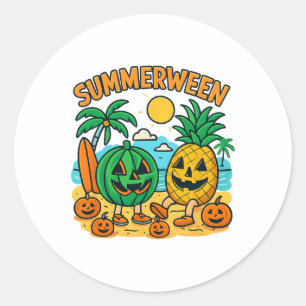 Grappige Summerween Schattigee watermeloen en anan Ronde Sticker