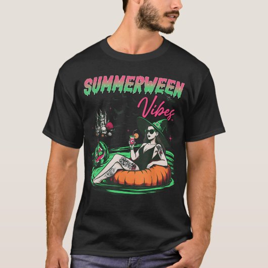 Grappige Summerween-sfeer Pompoen Griezelige Vakan T-shirt (Voorkant)