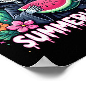 Grappige Summerween Skeleton Watermelon Halloween Poster (Hoek)
