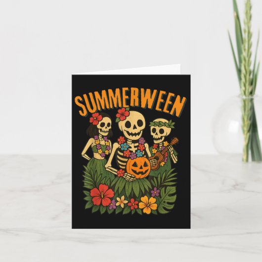 Grappige Summerween Skeletons Luau Party Halloween Kaart (Voorkant)