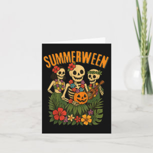 Grappige Summerween Skeletons Luau Party Halloween Kaart