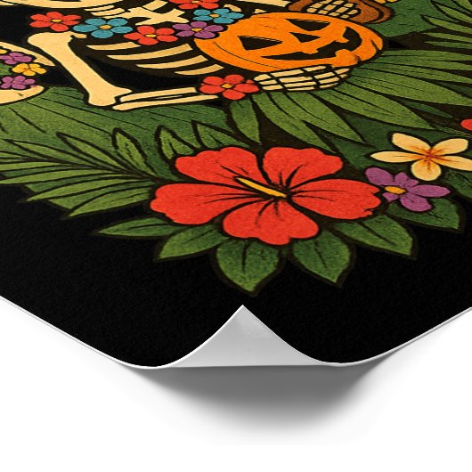 Grappige Summerween Skeletons Luau Party Halloween Poster (Hoek)