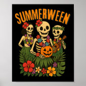 Grappige Summerween Skeletons Luau Party Halloween Poster (Voorkant)