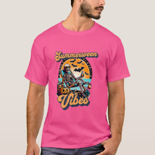 Grappige Summerween Vibes Summer Skeleton Beach Ch T-shirt