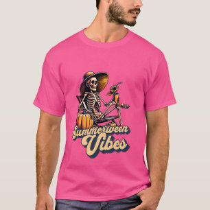 Grappige Summerween Vibes Summer Skeleton Beach Ch T-shirt