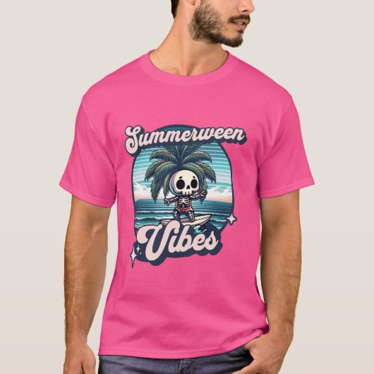 Grappige Summerween Vibes Zomervakantie Skeleton S T-shirt (Voorkant)