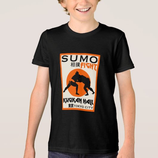 Grappige Sumo Wrestler Tri-Blend Shirt (Voorkant)