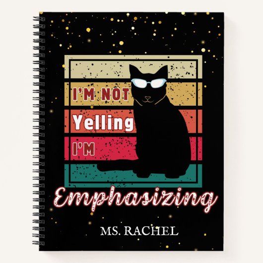 Grappige Sunset Grid Cat Lover leraar Notitieboek (Voorkant)