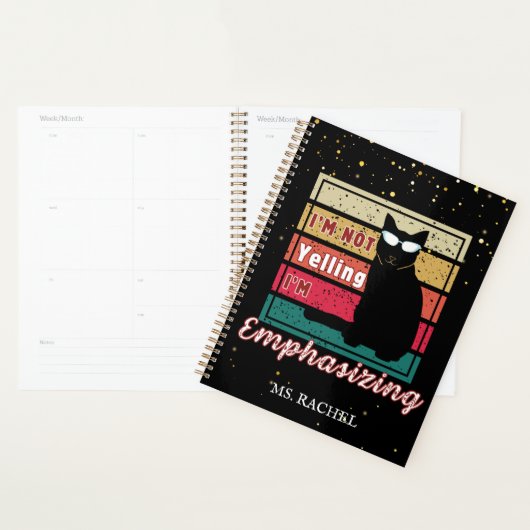 Grappige Sunset Grid Cat Lover leraar Planner (Display)