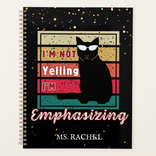 Grappige Sunset Grid Cat Lover leraar Planner (Voorkant)
