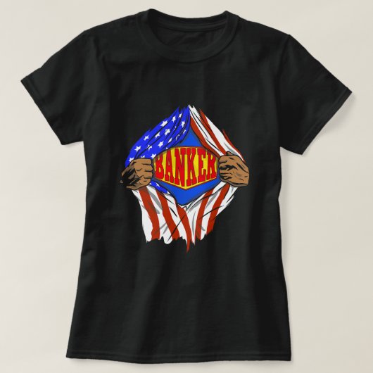Grappige Super Banker Hero Job T-shirt (Design voorkant)