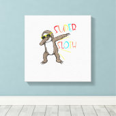 Grappige Super Luiaard Superheld Dabbing Dansbeweg Canvas Afdruk (Insitu (Houten vloer))