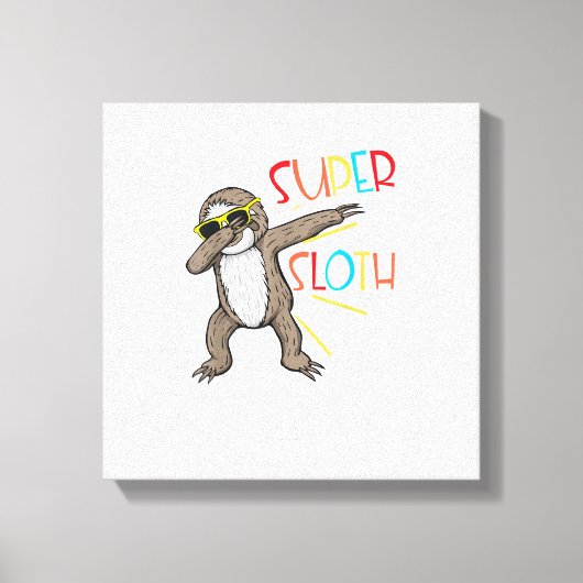 Grappige Super Luiaard Superheld Dabbing Dansbeweg Canvas Afdruk (Voorkant)