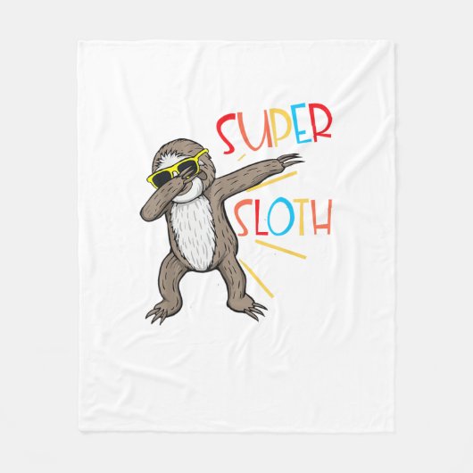 Grappige Super Luiaard Superheld Dabbing Dansbeweg Fleece Deken (Voorkant)