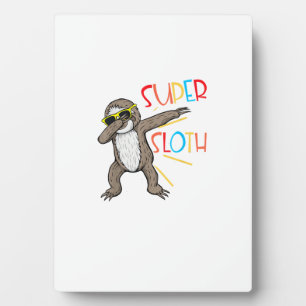 Grappige Super Luiaard Superheld Dabbing Dansbeweg Fotoplaat