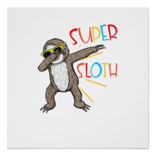 Grappige Super Luiaard Superheld Dabbing Dansbeweg Perfect Poster