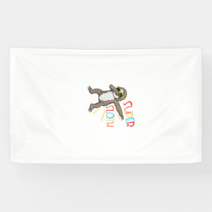 Grappige Super Luiaard Superheld Dabbing Dansbeweg Spandoek