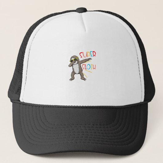 Grappige Super Luiaard Superheld Dabbing Dansbeweg Trucker Pet (Voorkant)