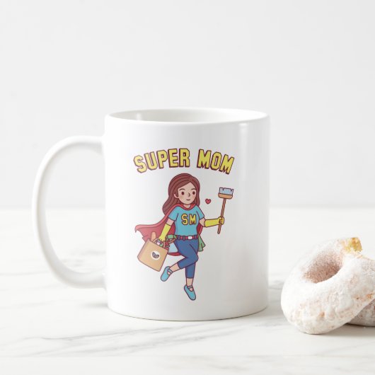 Grappige Super Mama koffiemok (Met donut)