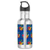 Grappige Super Pickleman op blauw gepersonaliseerd Waterfles (Achterkant)