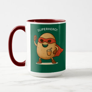 Grappige Superheld Aardappel Cartoon Grafische Com Mok