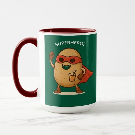 Grappige Superheld Aardappel Cartoon Grafische Com Mok (Links)