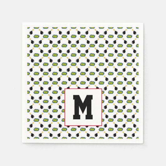 Grappige superheld Boom Bomb Smart INITIAAL Servet (Voorkant)