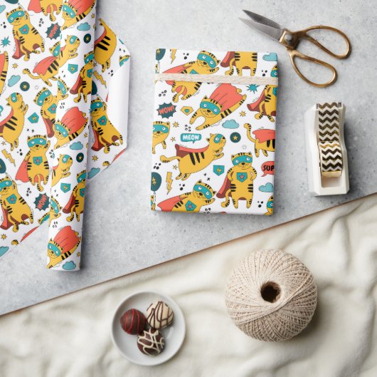 Grappige superheld kat cadeaupapier (Crafts)