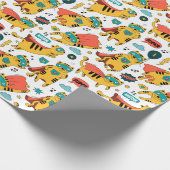 Grappige superheld kat cadeaupapier (Hoek)