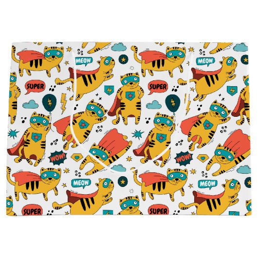 Grappige superheld kat groot cadeauzakje (Voorkant)