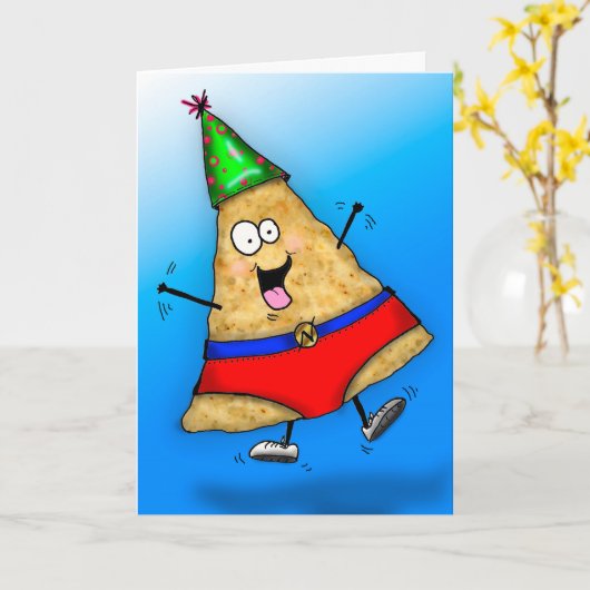 Grappige Superheld "nacho man" Verjaardag Kaart (Gele Bloem)