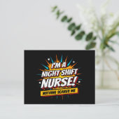 Grappige superheld nachtdienst verpleegkundige waa briefkaart (Staand voorkant)