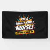 Grappige superheld nachtdienst verpleegkundige waa spandoek (Horizontaal)