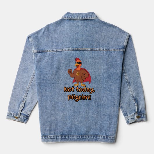 Grappige superheld Turkije niet vandaag Pelgrim Denim Jacket (Achterkant)