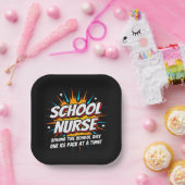Grappige Superhero School Verpleegkundige Waarderi Papieren Bordje (Feest)