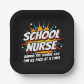 Grappige Superhero School Verpleegkundige Waarderi Papieren Bordje (Voorkant)