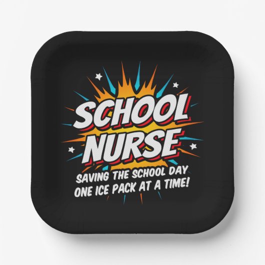 Grappige Superhero School Verpleegkundige Waarderi Papieren Bordje (Voorkant)